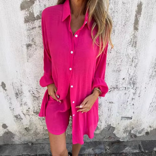 LuxeLoom™ Cotton Linen Two-Piece Set – Effortless Style for Spring & Summer